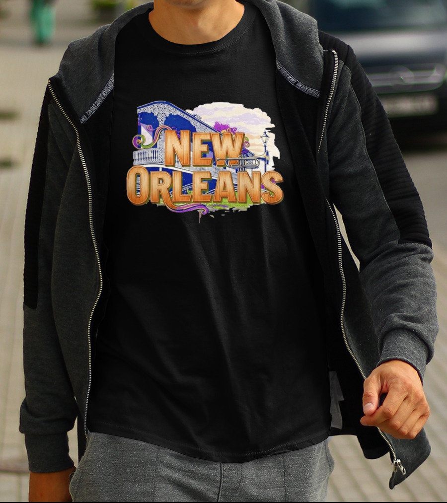 New Orleans Jazz Musical Vibes Trombone Balcony T-Shirt
