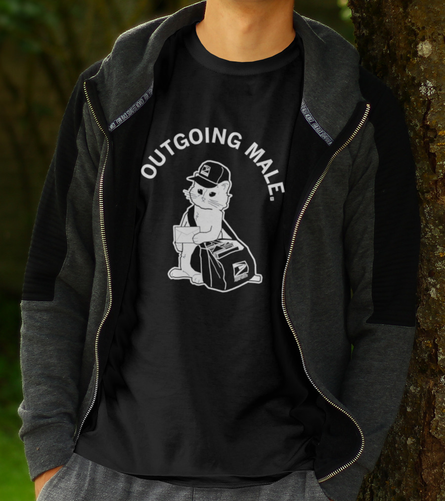 Outgoing Male Cat USPS Mailbag And Cap T-Shirt