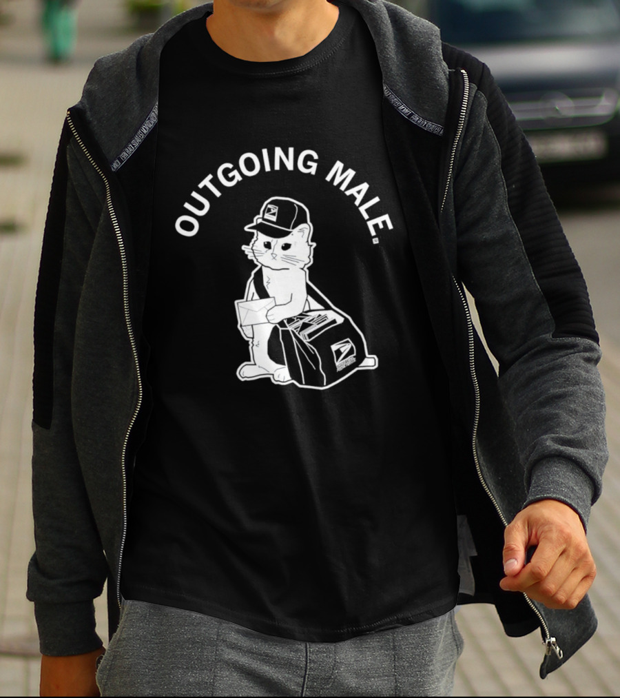 Outgoing Male Cat USPS Mailbag And Cap T-Shirt