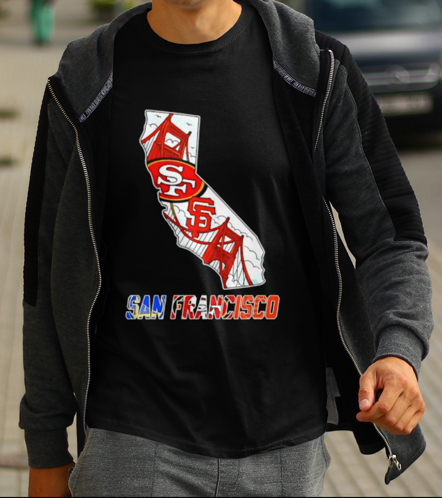 San Francisco 49ers Giants California Map T-Shirt