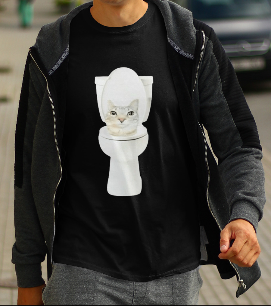 Skibidi Cat Toilet Humor Meme Fusion T-Shirt