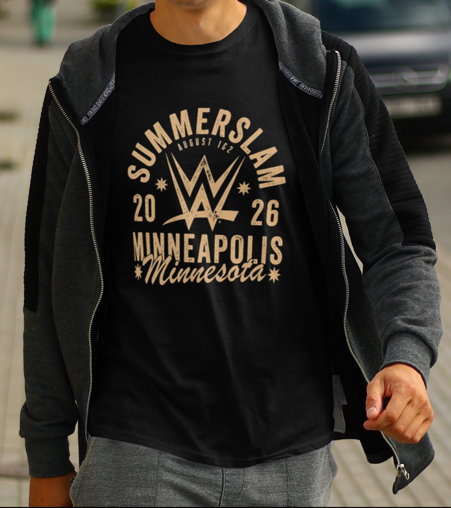 SummerSlam 2026 August 1 & 2 Minneapolis Minnesota WWE Wrestling Event 2 Sided T-Shirt