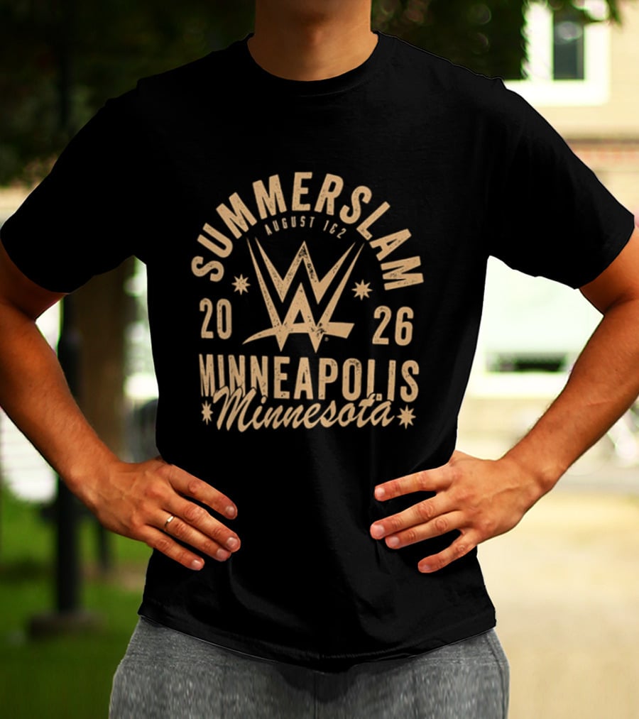SummerSlam 2026 August 1 & 2 Minneapolis Minnesota WWE Wrestling Event 2 Sided T-Shirt