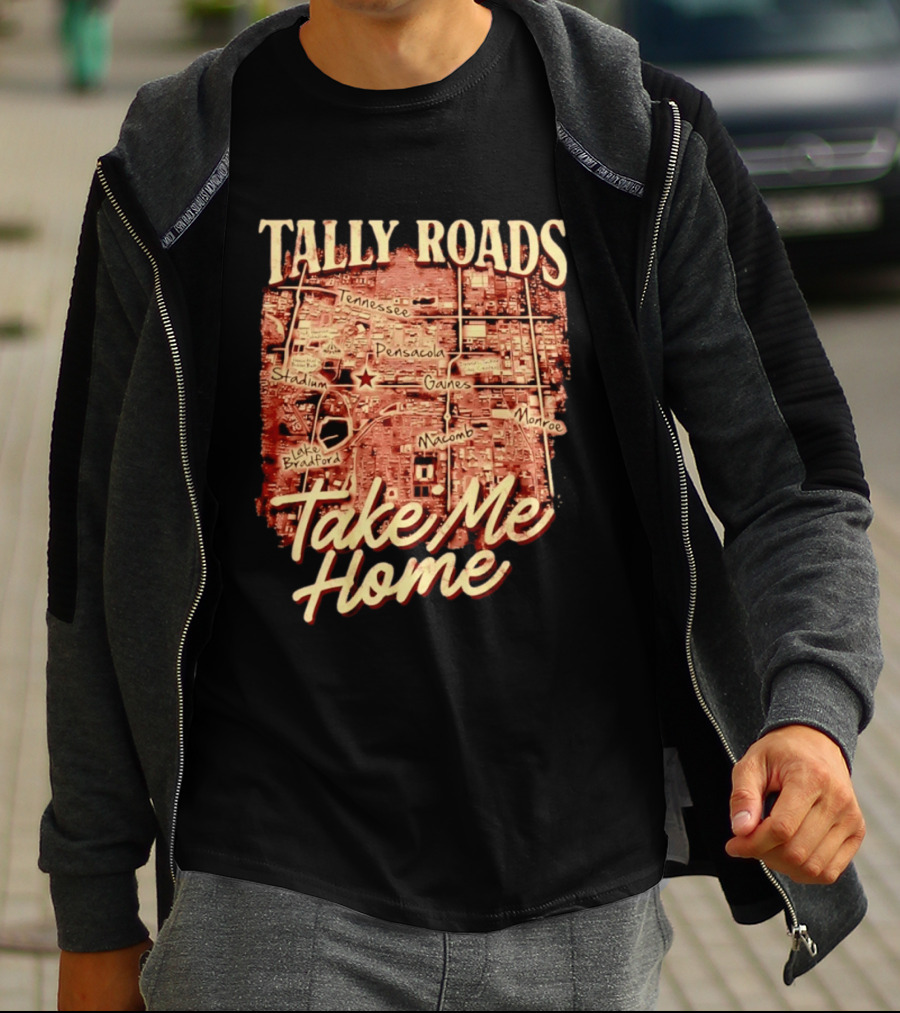 Tally Roads Map Take Me Home Tennessee Pensacola Stadium Monroe T-Shirt