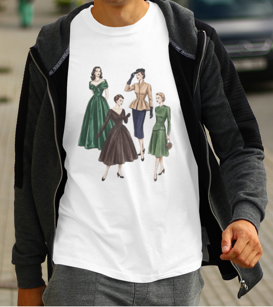 1950s Vintage Fashion Elegant Ladies Dresses T-Shirt