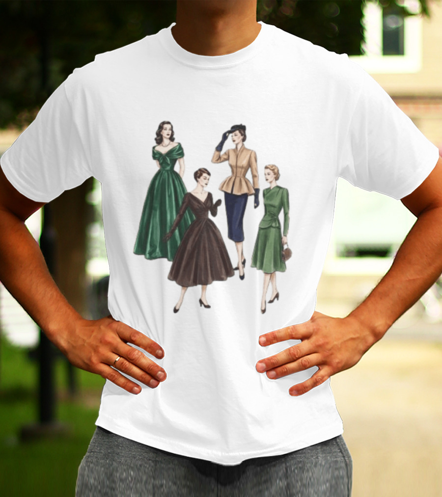 1950s Vintage Fashion Elegant Ladies Dresses T-Shirt