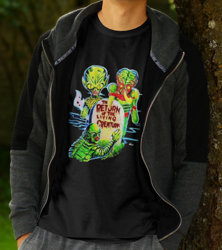 The Return Of The Living Creature Horror Movie Monsters And Tombstone Scene T-Shirt