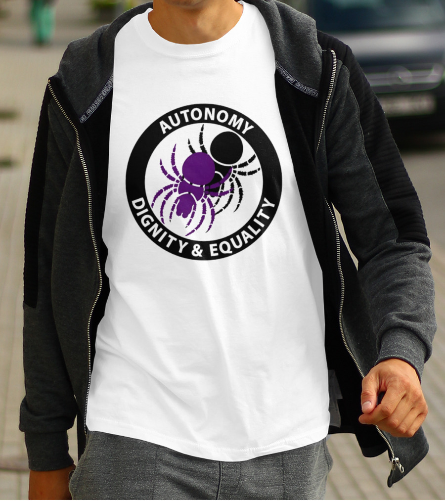 Autonomy Dignity Equality Purple Spider Emblem Social Justice T-Shirt