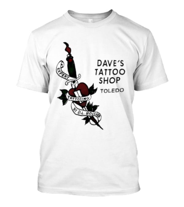 Dave's Tattoo Shop Toledo Expert Tattooing By DL Boucher Heart And Dagger Tattoo T-Shirt