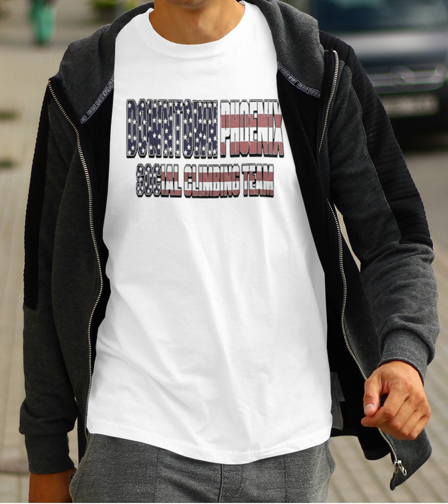 Downtown Phoenix Social Climbing Team American Flag T-Shirt