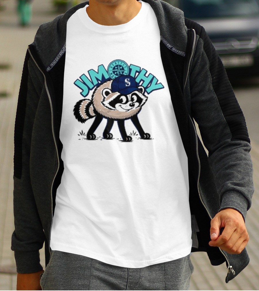 Jimothy Raccoon Seattle Night Cap With Star Compass T-Shirt