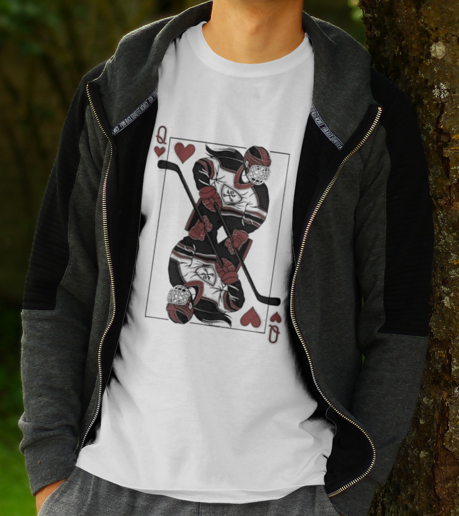 Queen Of Hearts Hockey Playing Card T-Shirt