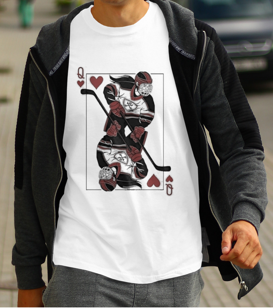 Queen Of Hearts Hockey Playing Card T-Shirt