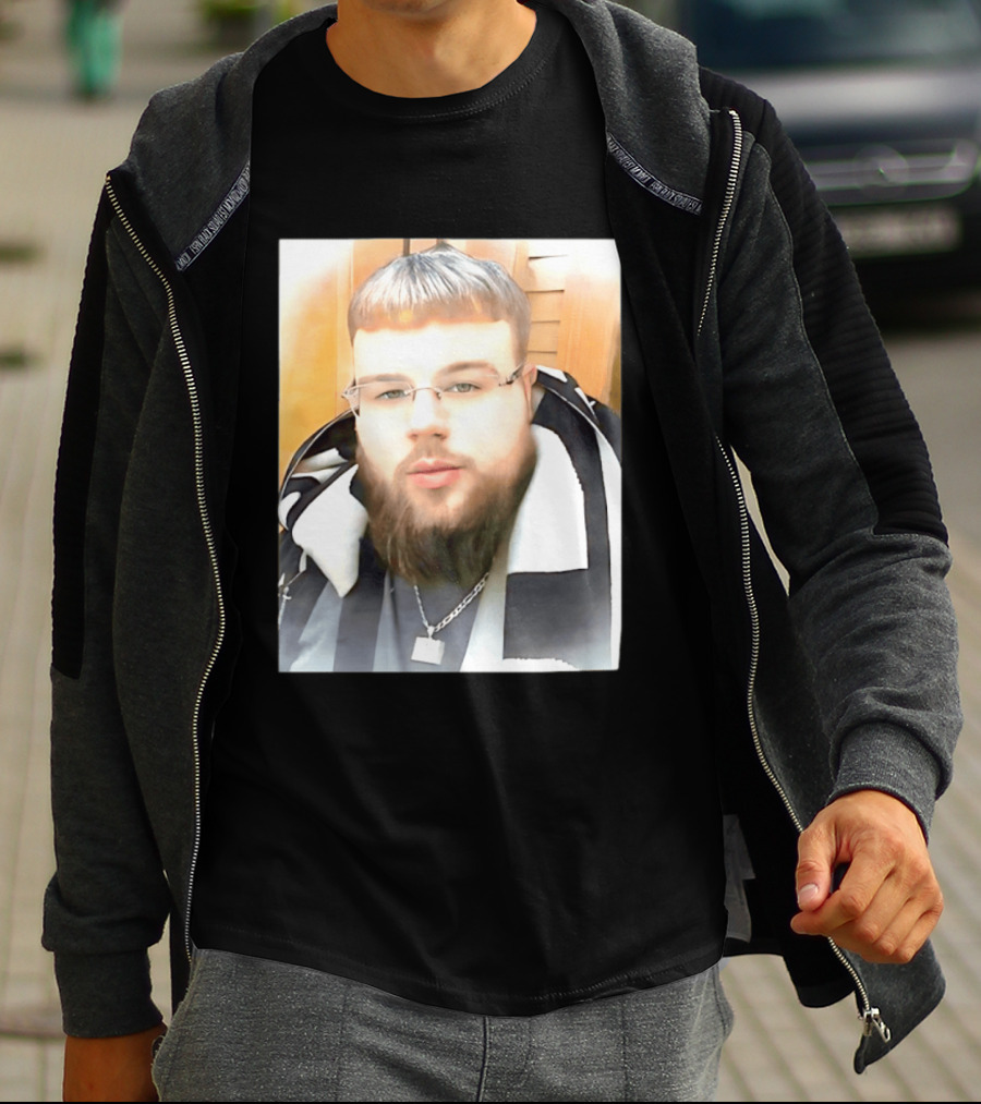 Joeyy Miracle Face Person Wearing Glasses And Chain With Striped Scarf T-Shirt