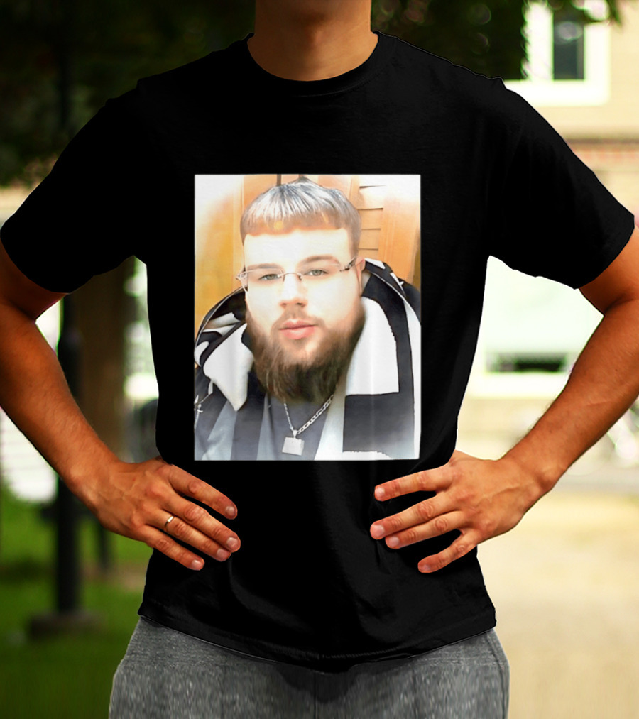 Joeyy Miracle Face Person Wearing Glasses And Chain With Striped Scarf T-Shirt