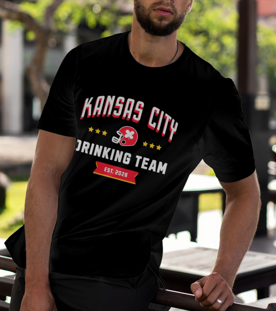 Kansas City Drinking Team Football Est 2026 Helmet Stars T-Shirt
