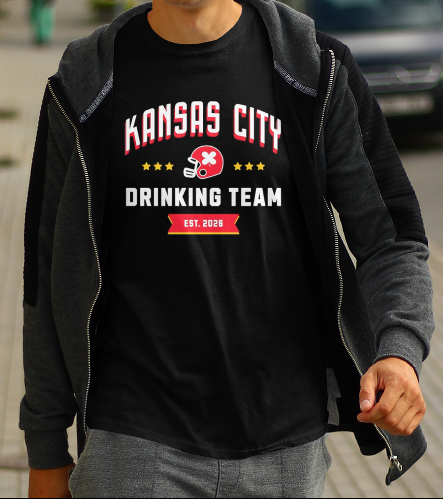 Kansas City Drinking Team Football Est 2026 Helmet Stars T-Shirt