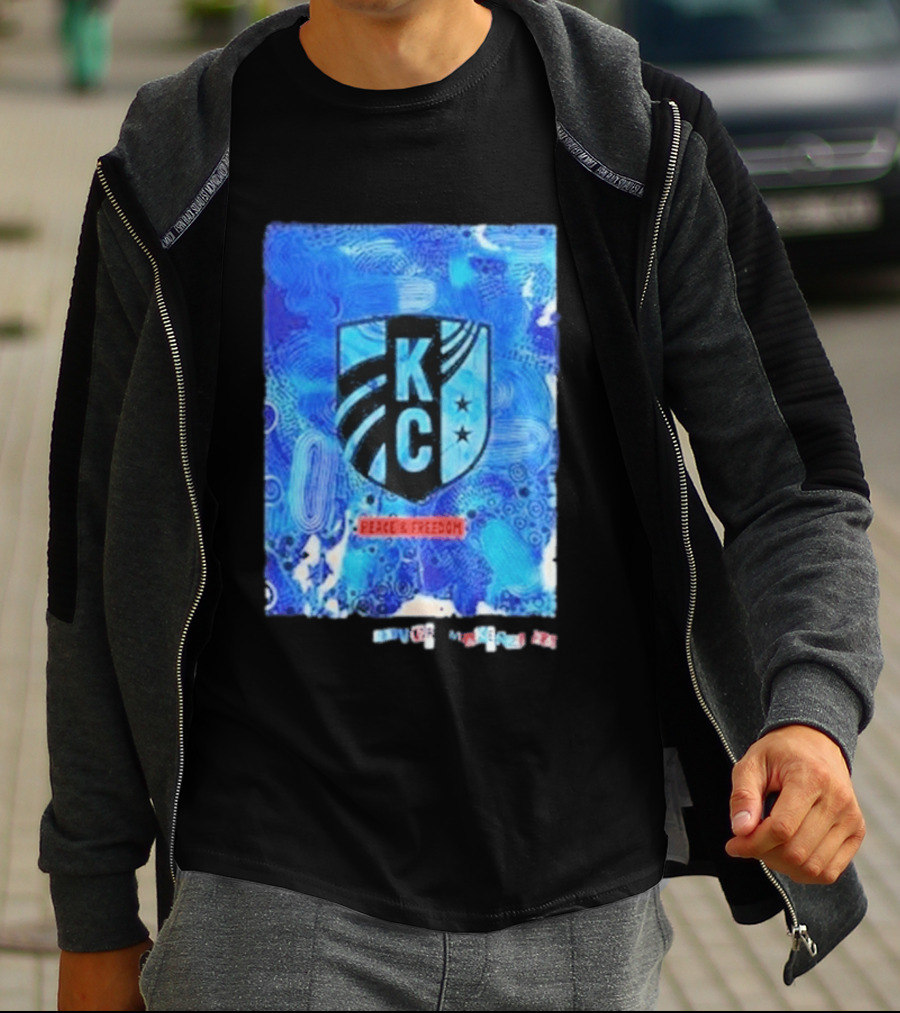 Kansas City Current KC Peace Freedom Blue T-Shirt