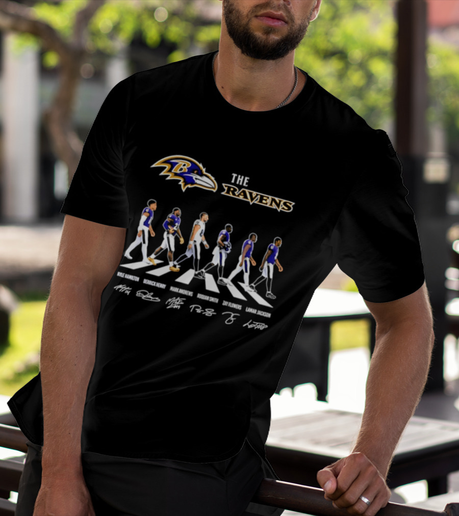 Baltimore Ravens Kyle Hamilton Derrick Henry Mark Andrews Roquan Smith Zay Flowers Lamar Jackson Walk Signatures T-Shirt
