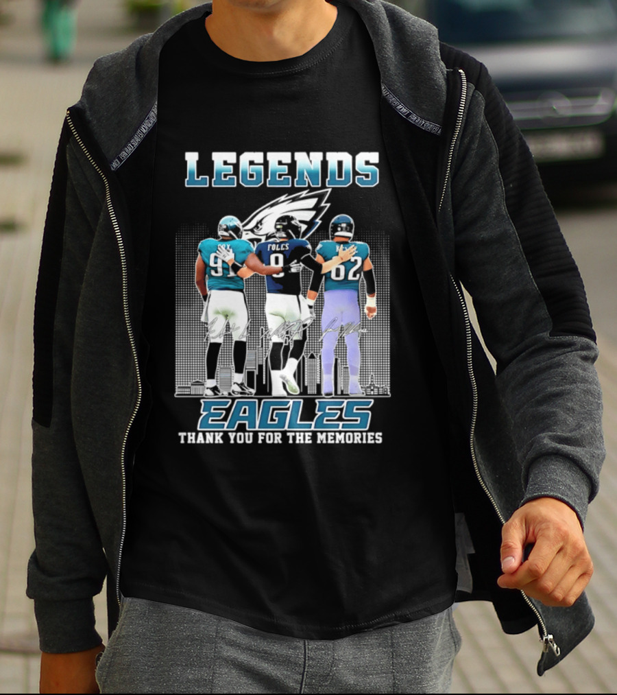 Eagles Legends Cox Foles Kelce Thank You For The Memories T-Shirt