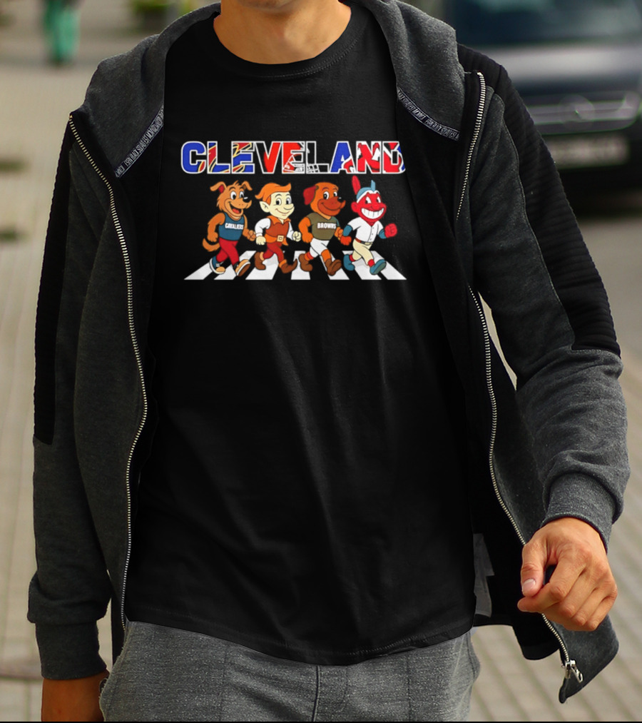 Cleveland Cavaliers Browns Indians Abbey Road Characters 2026 T-Shirt