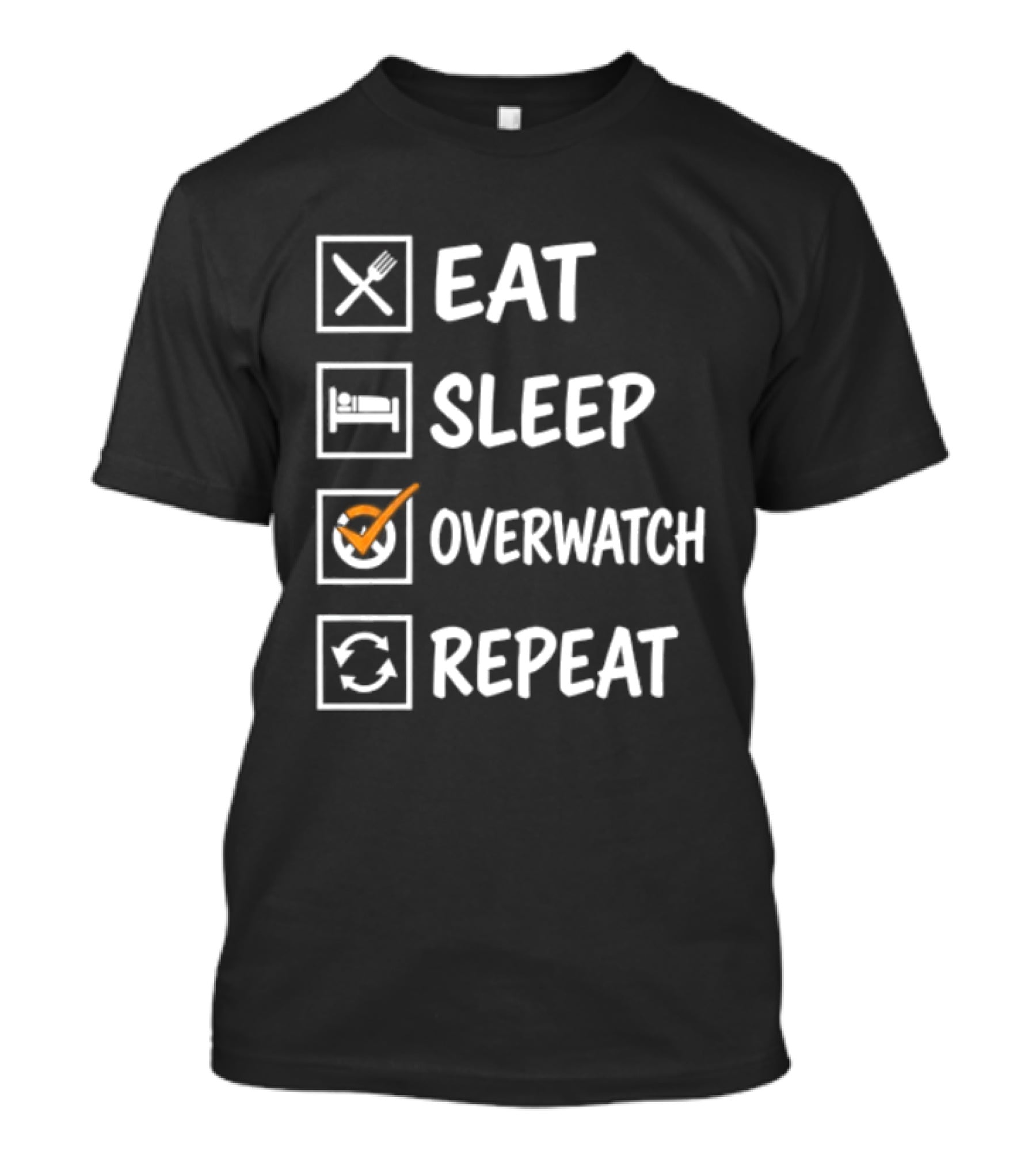 Eat Sleep Over Repeat Gaming Checklist Gamer T-Shirt
