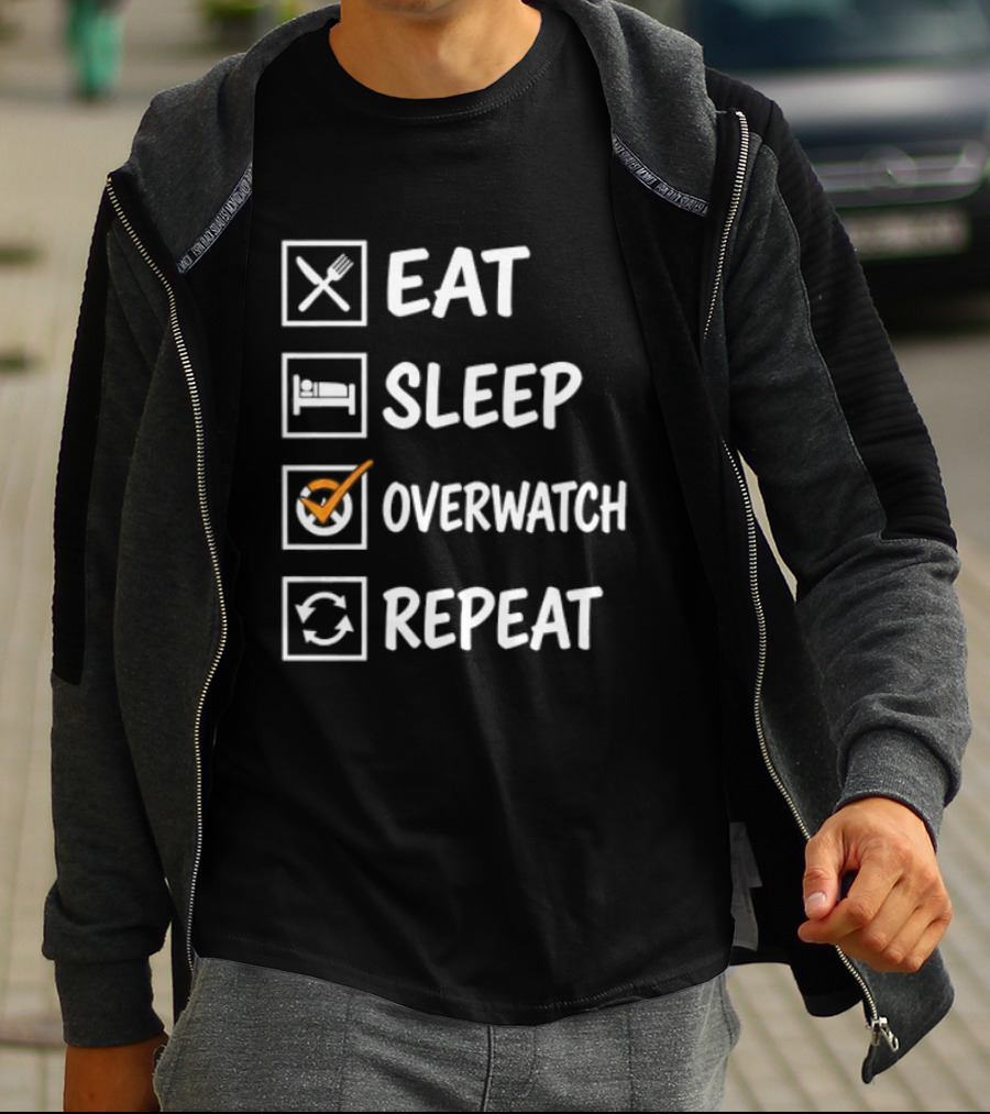 Eat Sleep Over Repeat Gaming Checklist Gamer T-Shirt