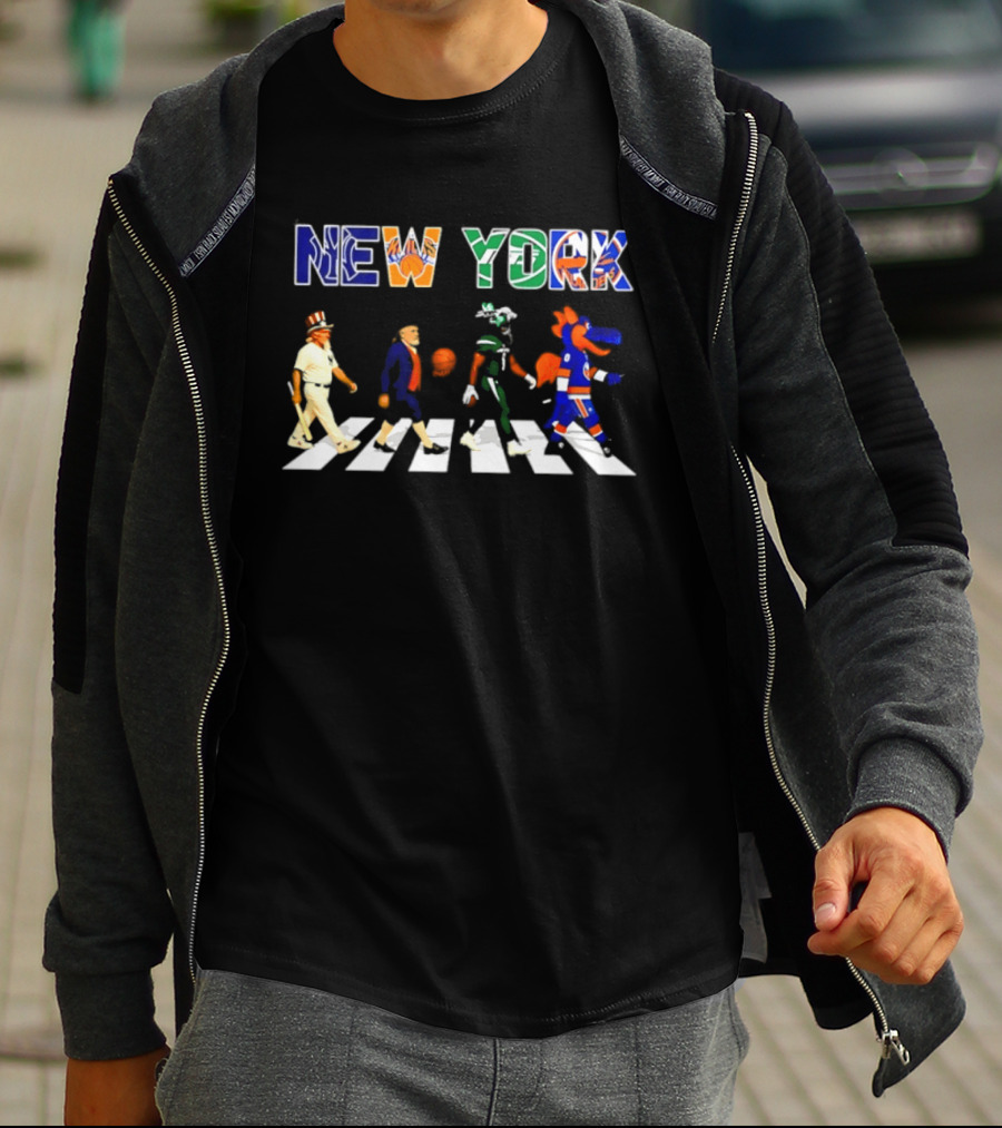 New York Yankees Knicks Jets Islanders Abbey Road Sports T-Shirt