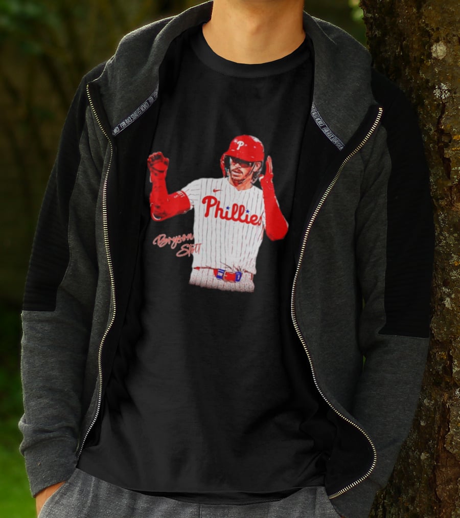 Philadelphia Phillies Bryson Stott Baseball Player Red And White Uniform T-Shirt
