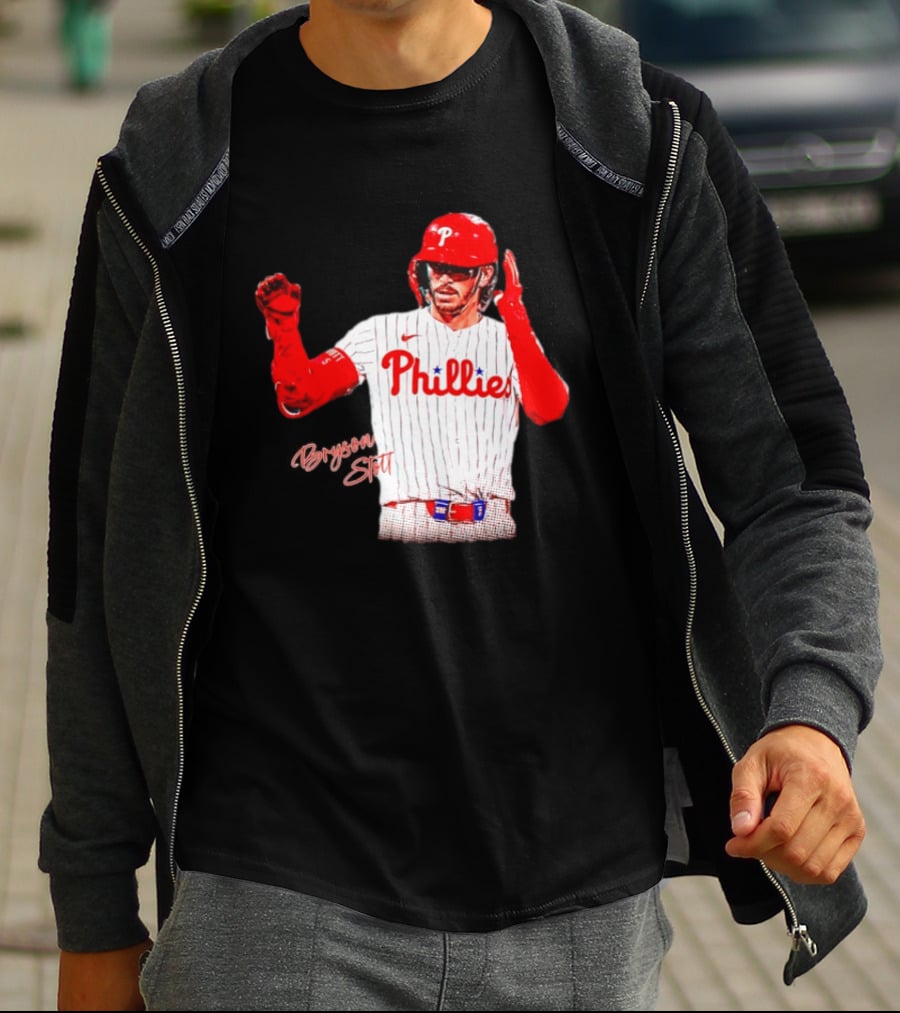 Philadelphia Phillies Bryson Stott Baseball Player Red And White Uniform T-Shirt
