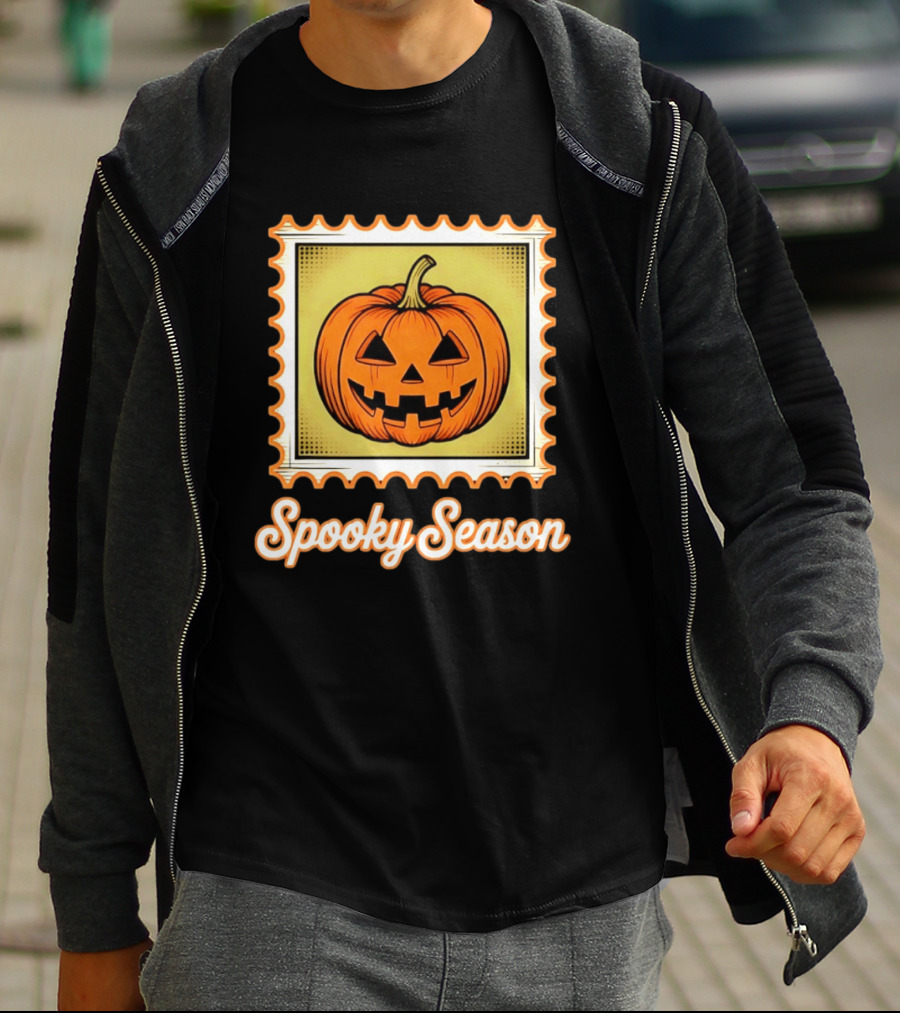 Spooky Season Pumpkin Stamp Halloween T-Shirt