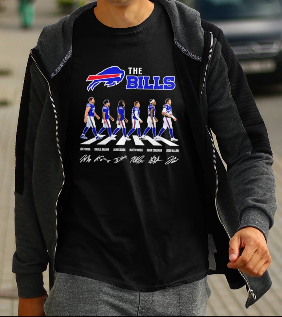 The Bills Josh Allen Joey Bosa Khalil Shakir James Cook Keon Coleman Matt Prater Abbey Road NFL Signatures T-Shirt
