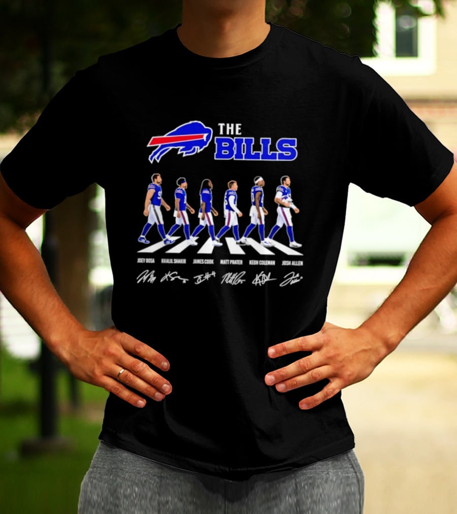 The Bills Josh Allen Joey Bosa Khalil Shakir James Cook Keon Coleman Matt Prater Abbey Road NFL Signatures T-Shirt