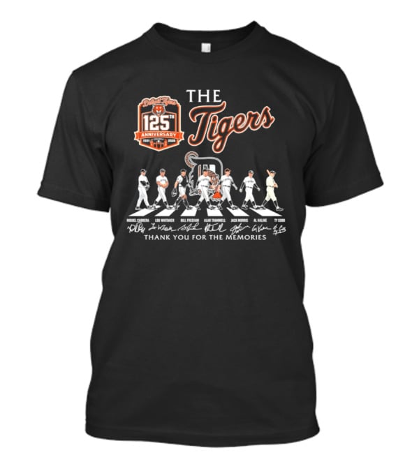 The Detroit Tigers 125th Anniversary Cabrera Whitaker Freehan Trammell Morris Kaline Cobb Thank You For The Memories T-Shirt