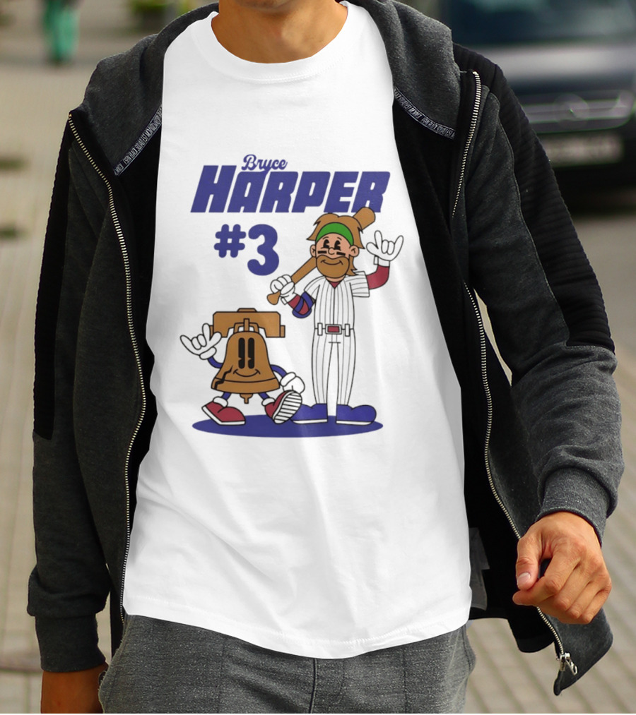 Bryce Harper #3 Philadelphia Phillies MLB Liberty Bell Animated Players T-Shirt