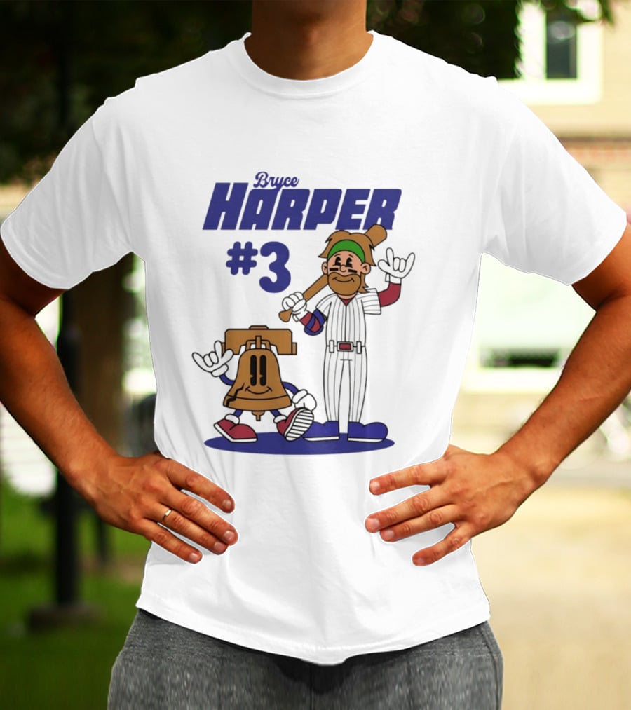 Bryce Harper #3 Philadelphia Phillies MLB Liberty Bell Animated Players T-Shirt