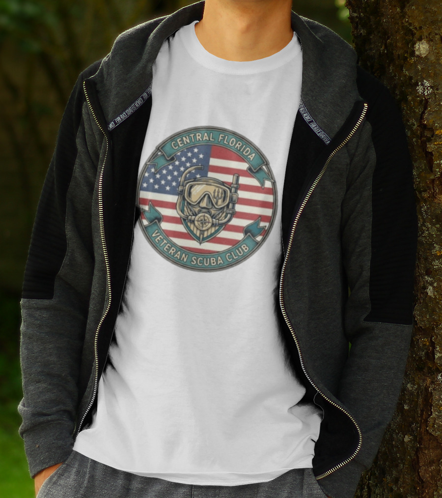 Central Florida Veteran Scuba Club American Flag Dive Mask T-Shirt