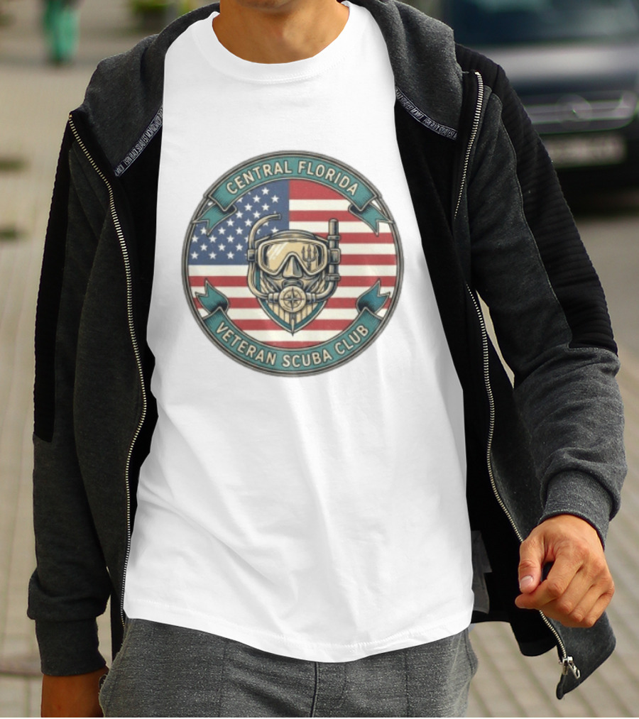 Central Florida Veteran Scuba Club American Flag Dive Mask T-Shirt
