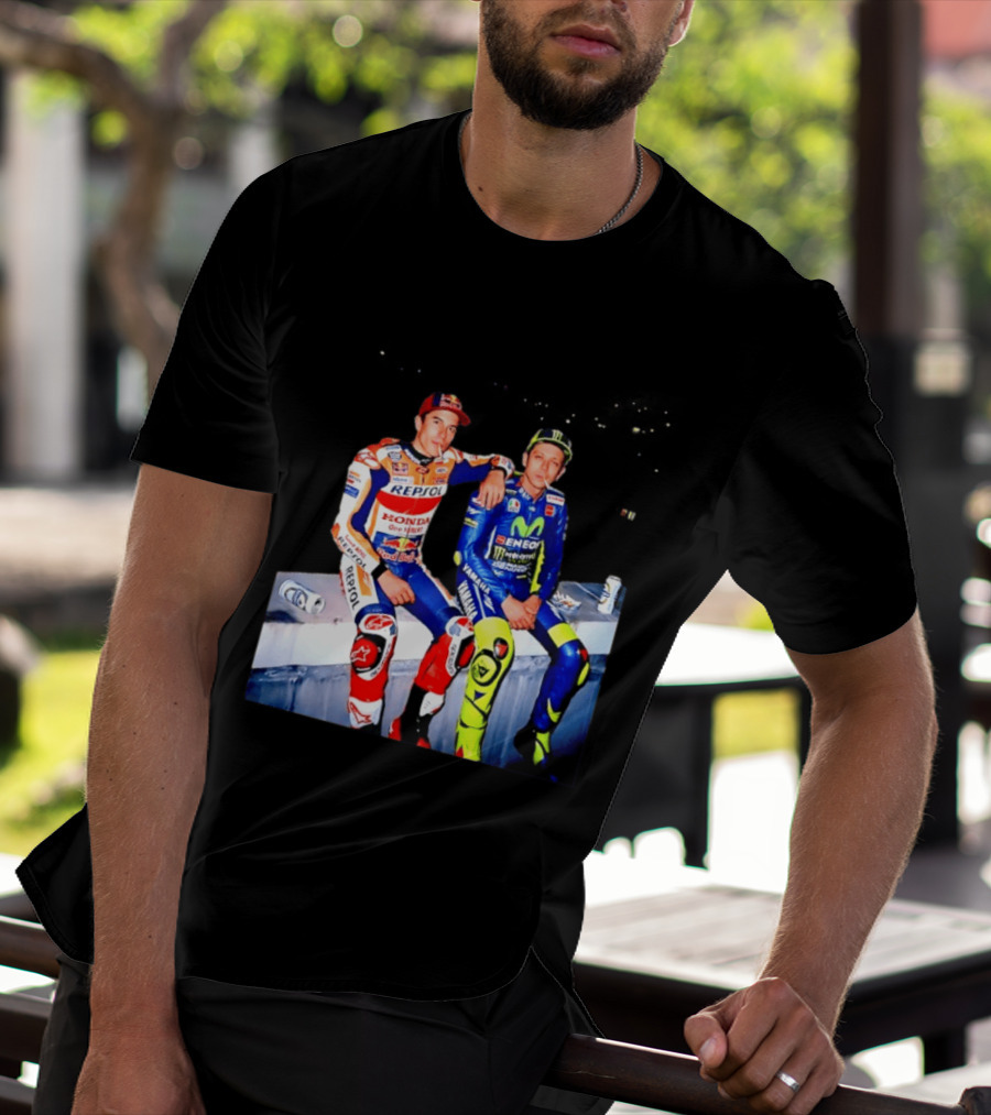 Valentino Rossi Marc Marquez MotoGP Repsol Yamaha Smoking Beer T-Shirt
