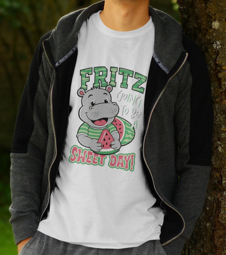 Fritz Hippo Holding Watermelon Going To Be A Sweet Day T-Shirt