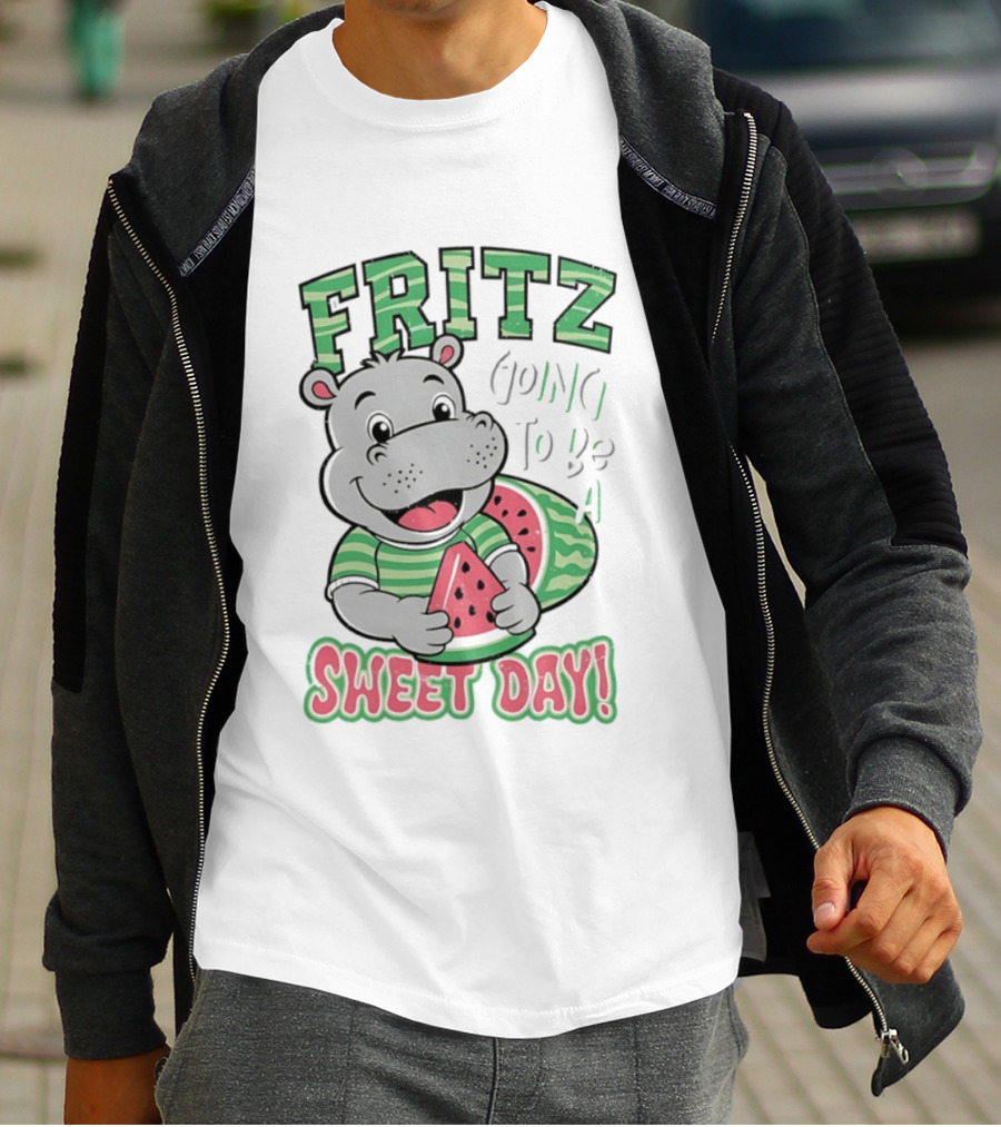 Fritz Hippo Holding Watermelon Going To Be A Sweet Day T-Shirt