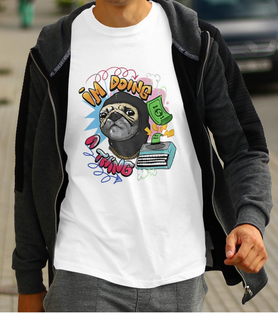 Roodabeguh Im Doing A Thing Funny Sloth In With Money And Typewriter T-Shirt