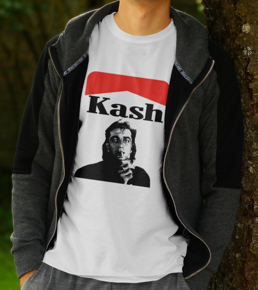 Kash Sanjay Dutt Smoking Iconic Red V Shape T-Shirt