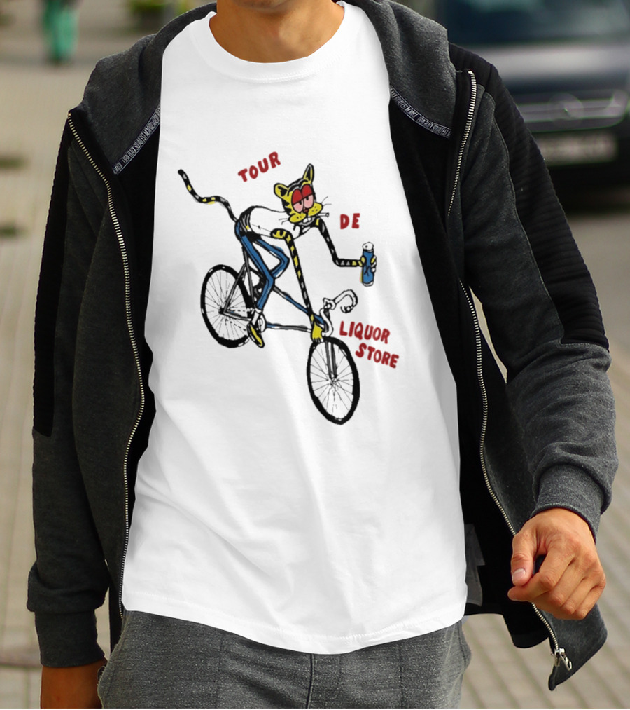 Tour De Liquor Store Cat Bicycle Cycling T-Shirt