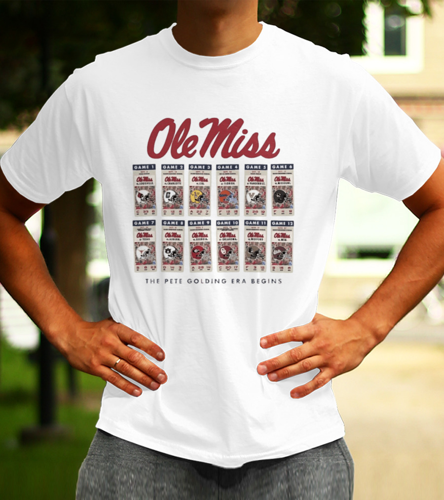 Ole Miss 2026 Football Schedule Louisville Charlotte LSU Florida Vanderbilt Arkansas Texas Auburn Georgia Oklahoma Wofford Mississippi State T-Shirt