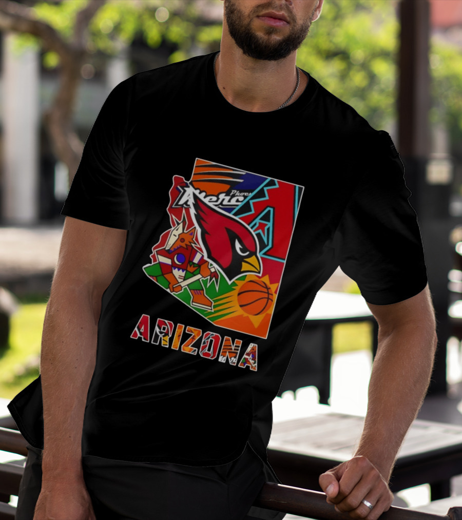 Arizona Cardinals Diamondbacks Suns Mercury Coyotes Sports Teams Map 2026 T-Shirt