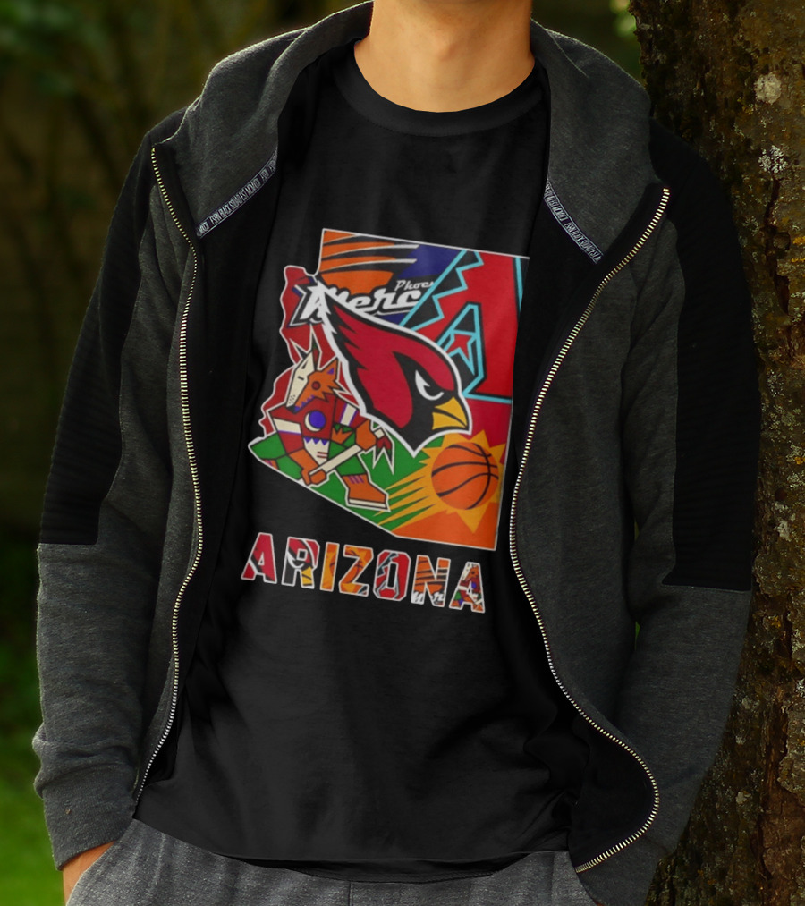 Arizona Cardinals Diamondbacks Suns Mercury Coyotes Sports Teams Map 2026 T-Shirt