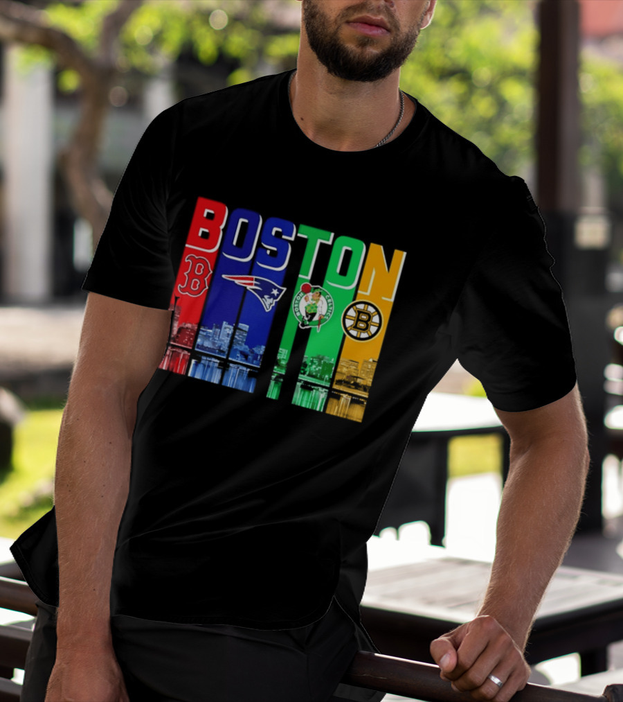 Boston Red Sox Patriots Celtics Bruins Skyline T-Shirt