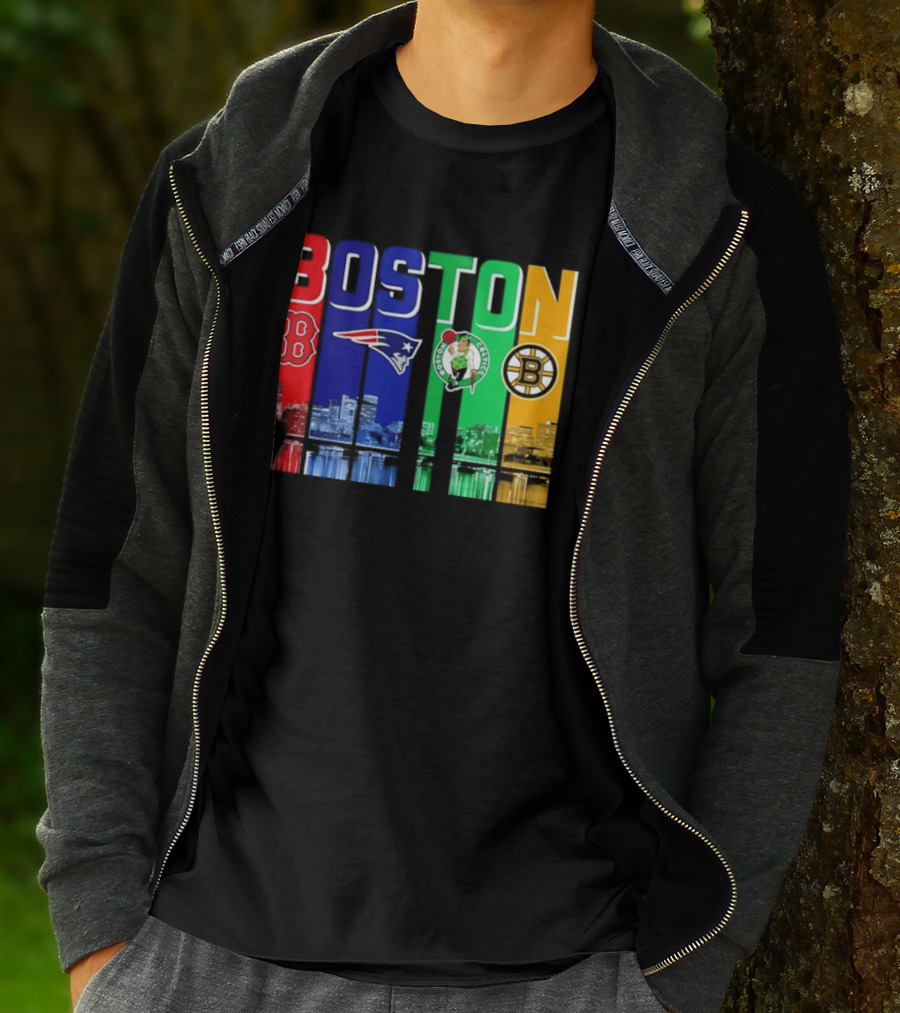 Boston Red Sox Patriots Celtics Bruins Skyline T-Shirt