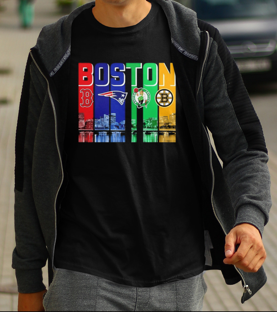 Boston Red Sox Patriots Celtics Bruins Skyline T-Shirt